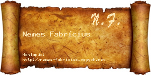 Nemes Fabrícius névjegykártya